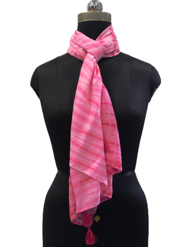 Pretty Rani Pink Tie Dye Muslin Everyday Scarves/Stoles for Women SC98