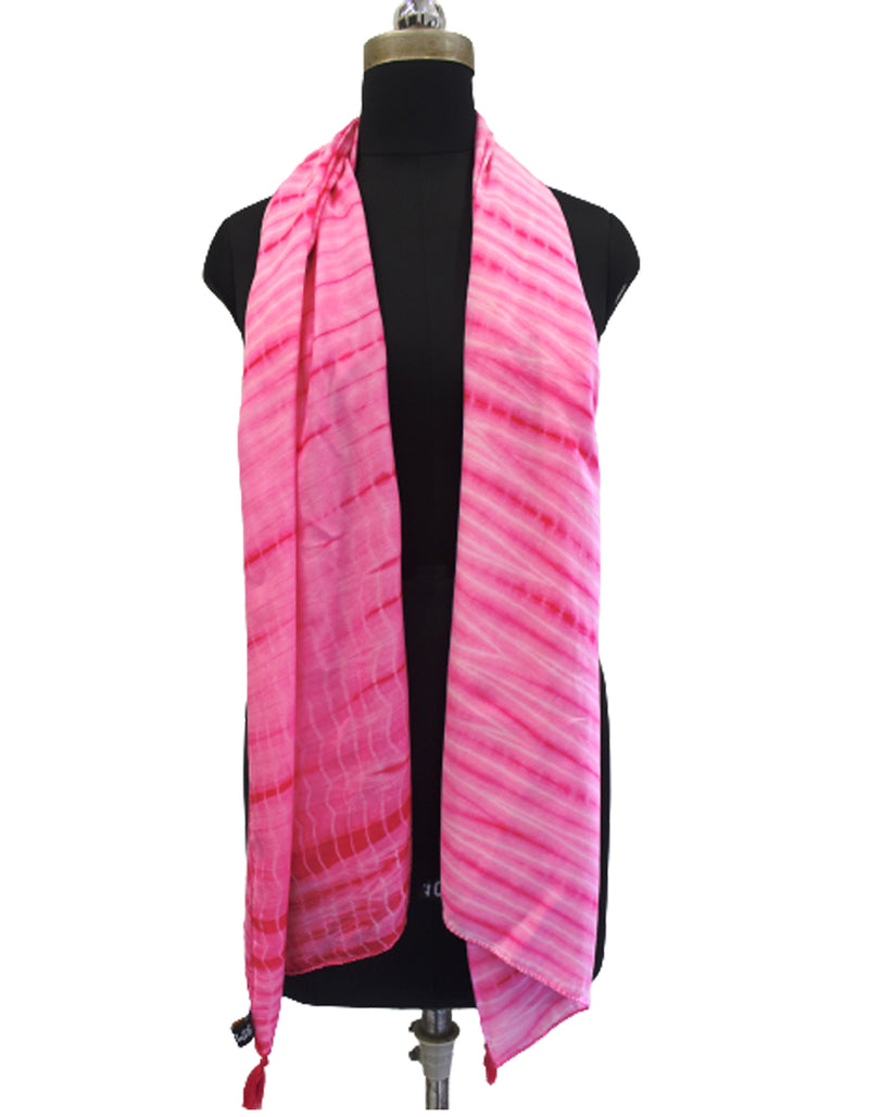 Pretty Rani Pink Tie Dye Muslin Everyday Scarves/Stoles for Women SC98