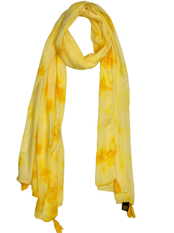 Beautiful Yellow Tie Dye Muslin Everyday Scarves/Stoles for Women SC99