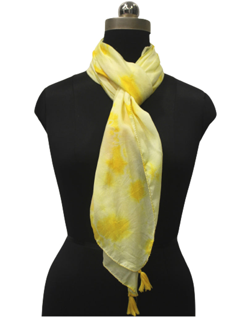 Beautiful Yellow Tie Dye Muslin Everyday Scarves/Stoles for Women SC99