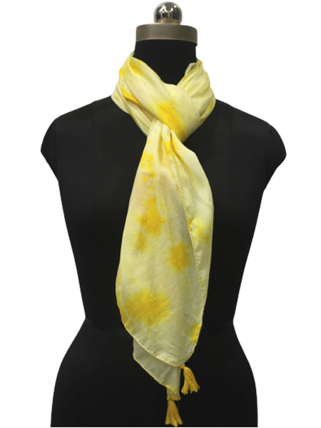 Beautiful Yellow Tie Dye Muslin Everyday Scarves/Stoles for Women SC99