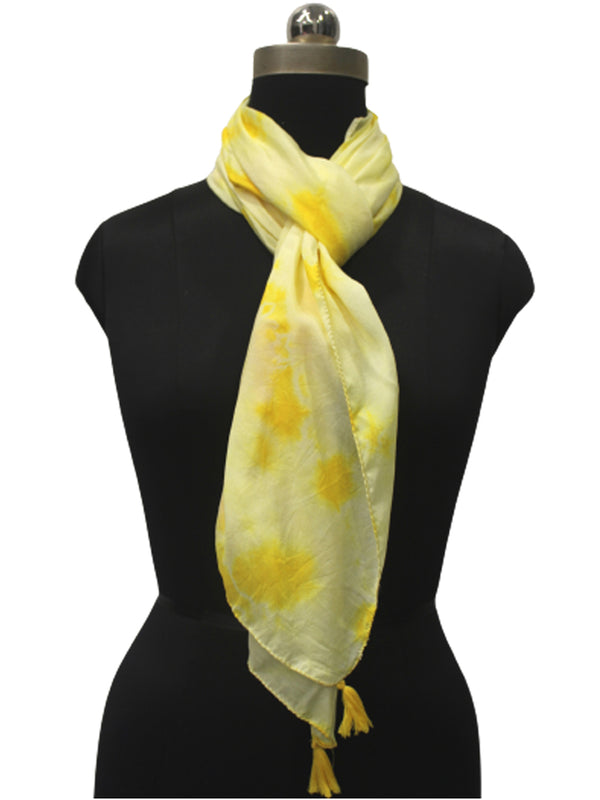 Beautiful Yellow Tie Dye Muslin Everyday Scarves/Stoles for Women SC99