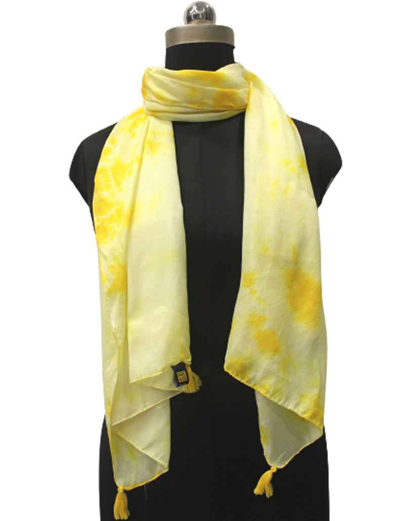 Beautiful Yellow Tie Dye Muslin Everyday Scarves/Stoles for Women SC99