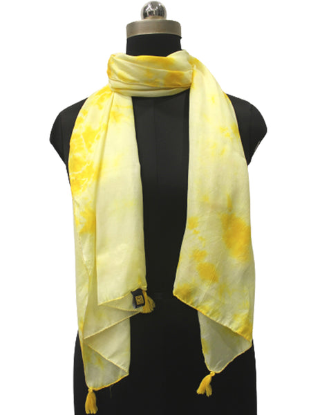 Beautiful Yellow Tie Dye Muslin Everyday Scarves/Stoles for Women SC99