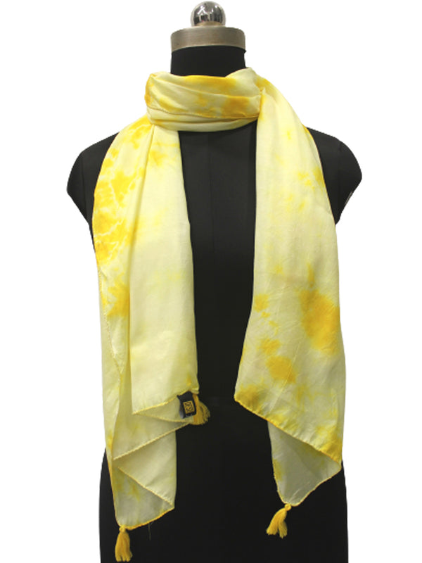 Beautiful Yellow Tie Dye Muslin Everyday Scarves/Stoles for Women SC99