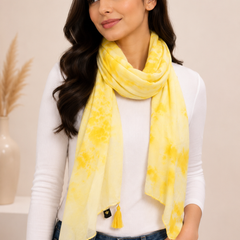 Beautiful Yellow Tie Dye Muslin Everyday Scarves/Stoles for Women SC99