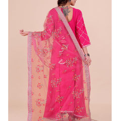 Pink Women's Net Dupatta suitable for Navratri, Diwali & All Occasions
