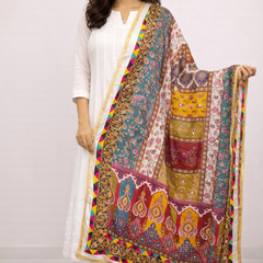 Multicolor Floral & Traditional Print Designer Dupatta DB3020