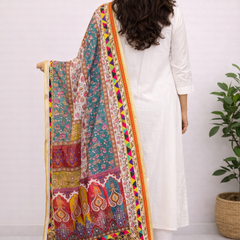 Multicolor Floral & Traditional Print Designer Dupatta DB3020
