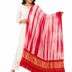 Desi Butik Women’s Gaji Silk Red Tie Dye Dupatta DB2267