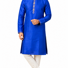 DESI BUTIK Men's Blue Embroidered Kurta Set