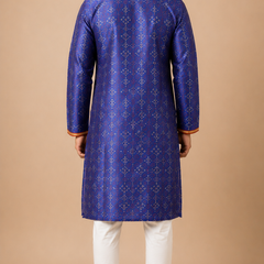 DESI BUTIK Men's Blue Printed  Kurta Set