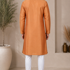 DESI BUTIK Men's Brown Embroidered Kurta Set