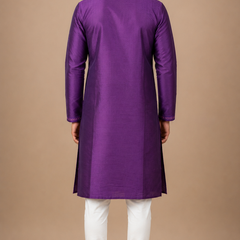 DESI BUTIK Men's Purple Textured Kurta Set