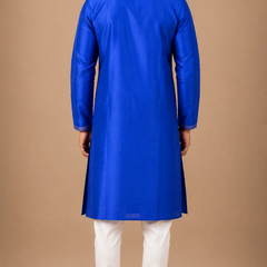 DESI BUTIK Men's Blue Embroidered Kurta Set