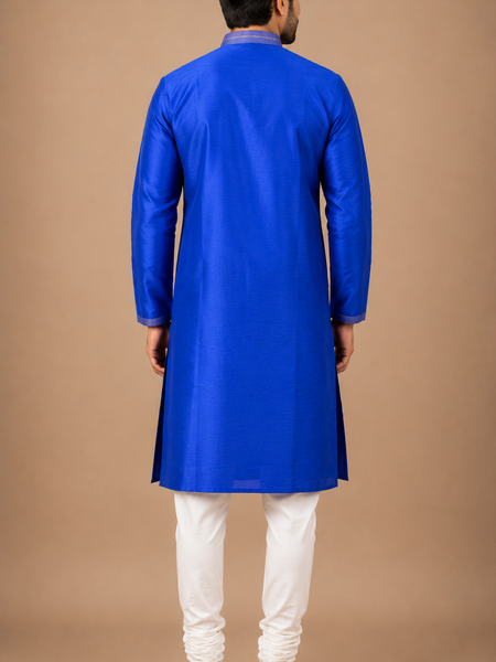 DESI BUTIK Men's Blue Embroidered Kurta Set