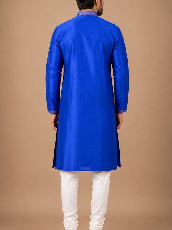 DESI BUTIK Men's Blue Embroidered Kurta Set