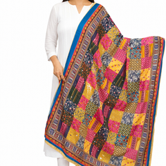 Multicolor Patchwork Printed Designer Dupatta DB3018