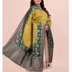 Yellow Women's Jacquard Dupatta suitable for Navratri, Diwali & All Occasions DB2209