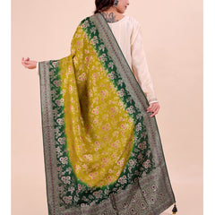 Yellow Women's Jacquard Dupatta suitable for Navratri, Diwali & All Occasions