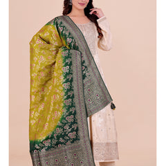 Yellow Women's Jacquard Dupatta suitable for Navratri, Diwali & All Occasions DB2209