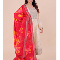 Red Women's Viscose Dola Silk Dupatta suitable for Navratri, Diwali & All Occasions