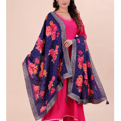 Purple Women's Viscose Dola Silk Dupatta suitable for Navratri, Diwali & All Occasions