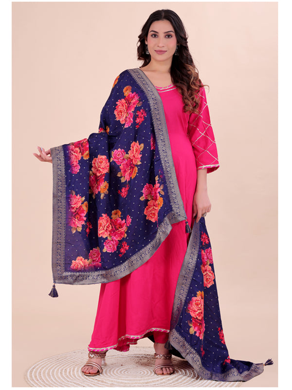 Purple Women's Viscose Dola Silk Dupatta suitable for Navratri, Diwali & All Occasions DB2215