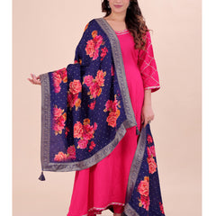 Purple Women's Viscose Dola Silk Dupatta suitable for Navratri, Diwali & All Occasions