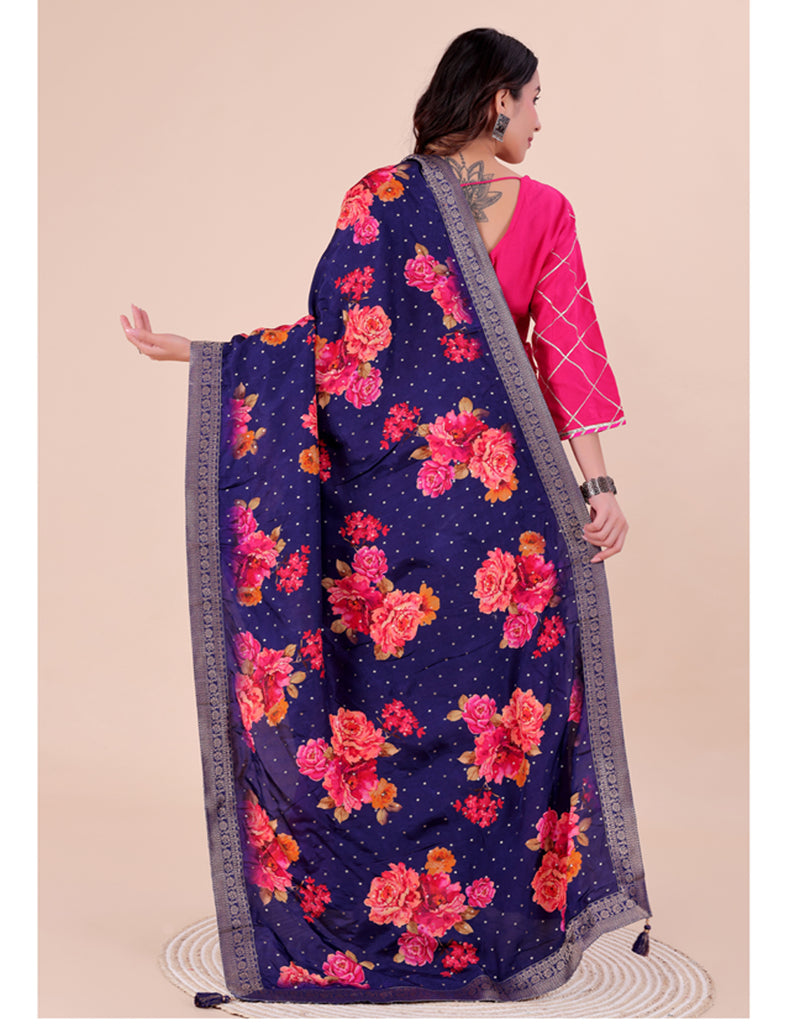 Purple Women's Viscose Dola Silk Dupatta suitable for Navratri, Diwali & All Occasions DB2215