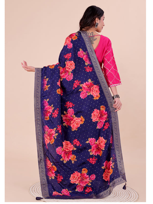 Purple Women's Viscose Dola Silk Dupatta suitable for Navratri, Diwali & All Occasions DB2215
