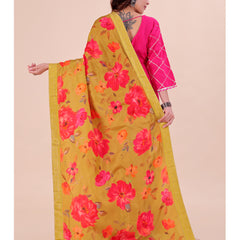 Yellow Women's Viscose Dola Silk Dupatta suitable for Navratri, Diwali & All Occasions
