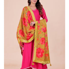 Mustard Yellow Women's Viscose Dola Silk Dupatta suitable for Navratri, Diwali & All Occasions DB2217