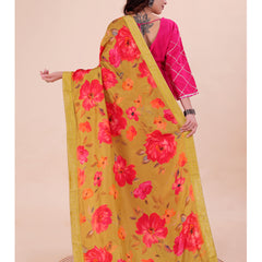 Mustard Yellow Women's Viscose Dola Silk Dupatta suitable for Navratri, Diwali & All Occasions DB2217