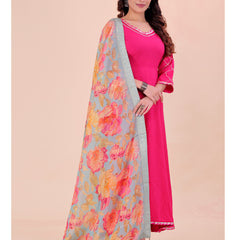 Blue Women's Viscose Dola Silk Dupatta suitable for Navratri, Diwali & All Occasions