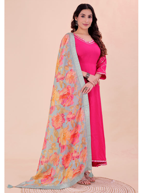 Blue Women's Viscose Dola Silk Dupatta suitable for Navratri, Diwali & All Occasions