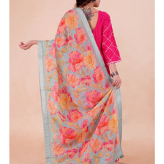 Blue Women's Viscose Dola Silk Dupatta suitable for Navratri, Diwali & All Occasions