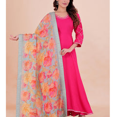 Blue Women's Viscose Dola Silk Dupatta suitable for Navratri, Diwali & All Occasions