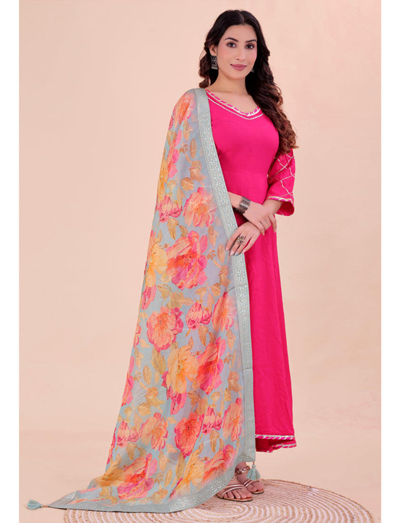 Blue Women's Viscose Dola Silk Dupatta suitable for Navratri, Diwali & All Occasions DB2218