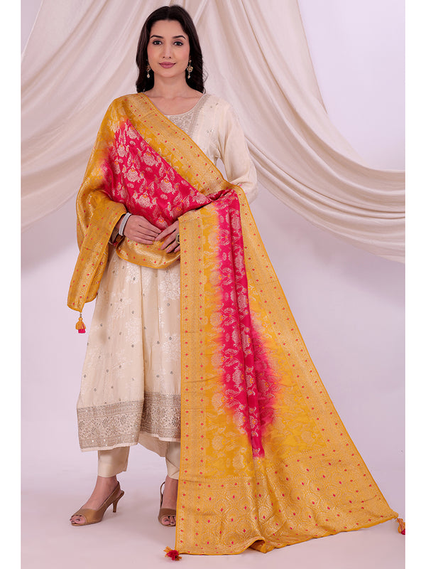 Multicolor Women's Mixed Silk Dupatta suitable for Navratri, Diwali & All Occasions