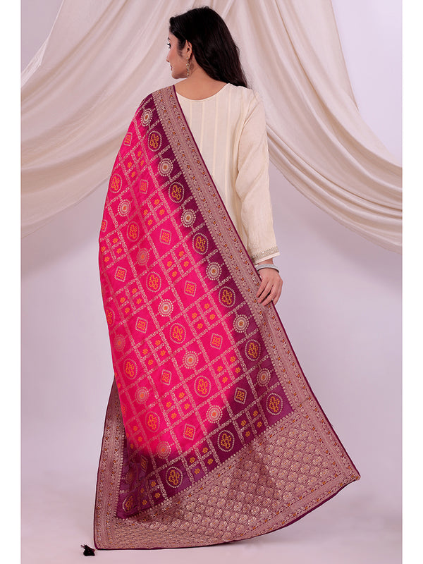 Multicolor Women's Mixed Silk Dupatta suitable for Navratri, Diwali & All Occasions