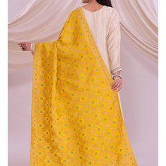 Desi Butik's Sunshine Yellow Woven Banarasi Dupatta DB2241