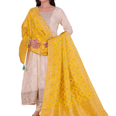 Desi Butik's Sunshine Yellow Woven Banarasi Dupatta DB2241