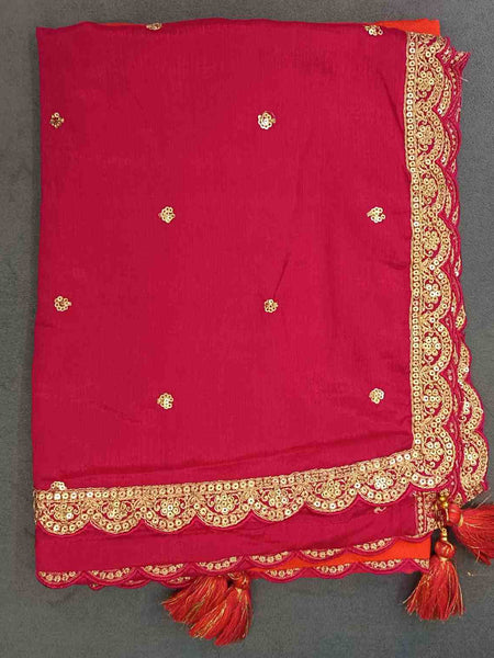 Desi Butik Royal Pink-Orange Ombre Dupatta