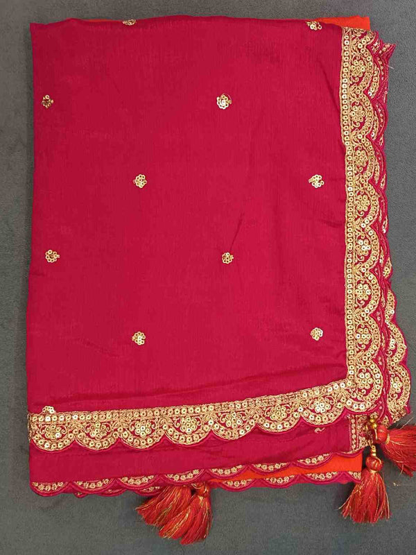 Desi Butik Royal Pink-Orange Ombre Dupatta