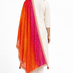 Desi Butik Royal Pink-Orange Ombre Dupatta