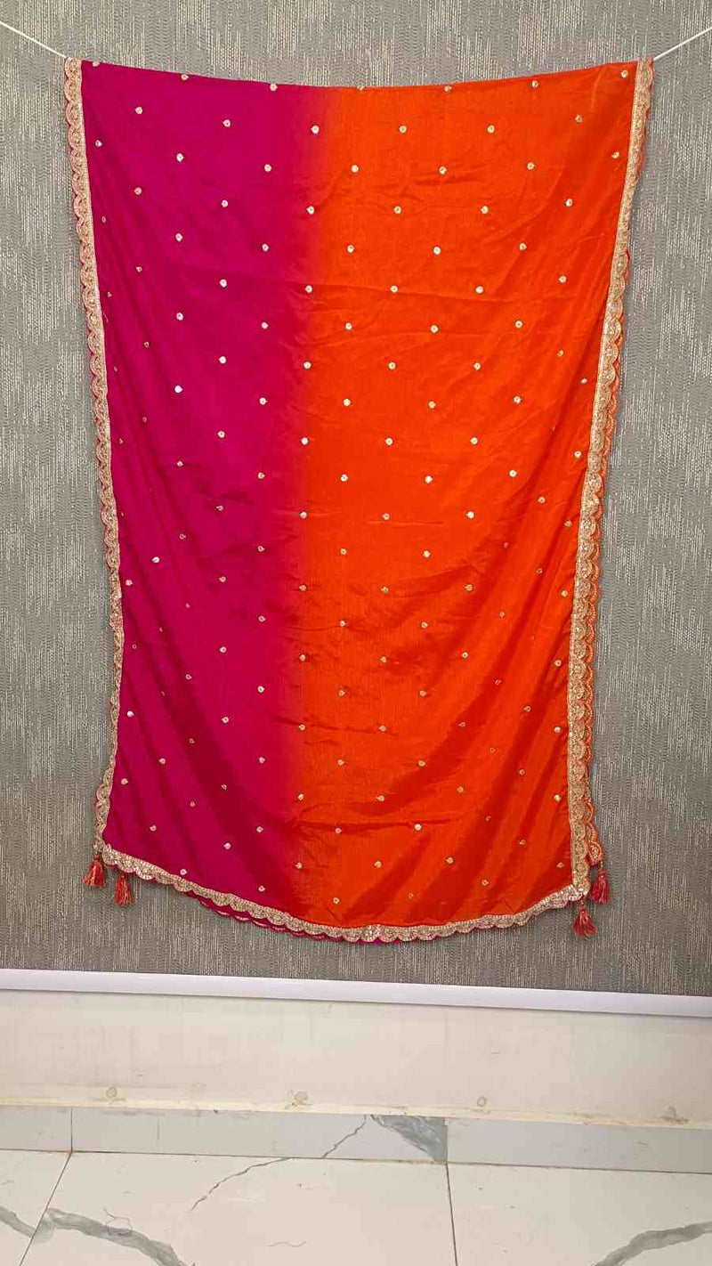 Desi Butik Royal Pink-Orange Ombre Dupatta DB2251