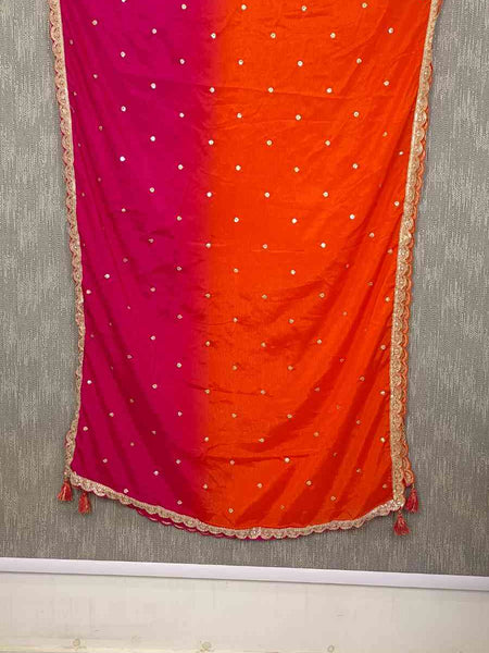 Desi Butik Royal Pink-Orange Ombre Dupatta DB2251