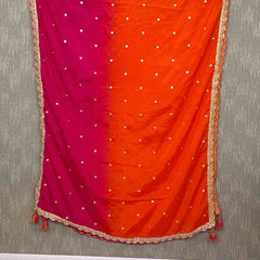 Desi Butik Royal Pink-Orange Ombre Dupatta