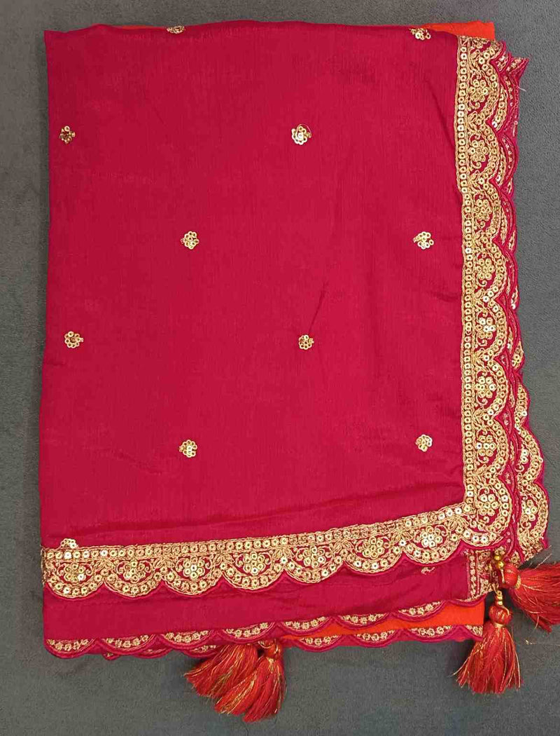 Desi Butik Royal Pink-Orange Ombre Dupatta DB2251